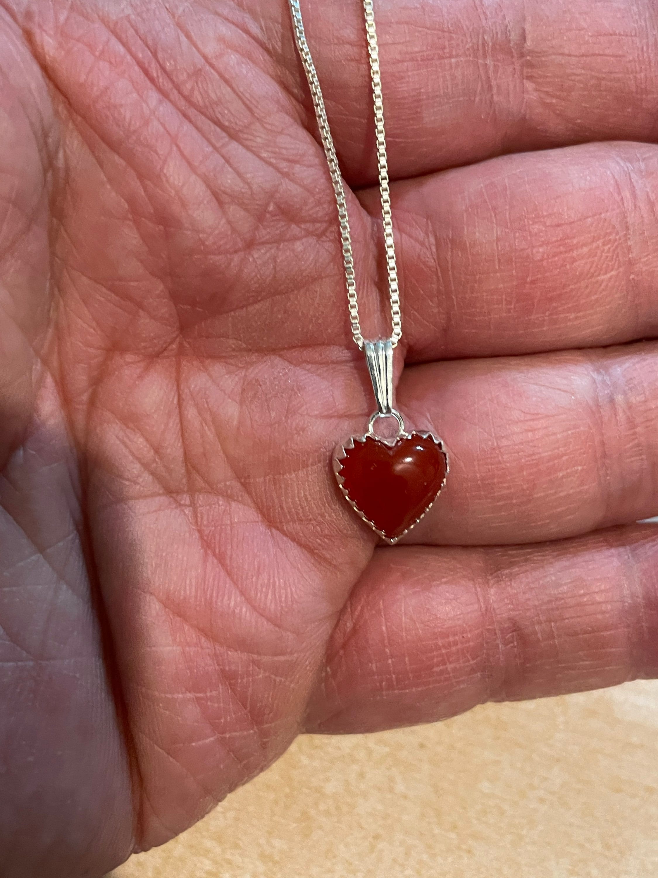 Carnelian Heart Pendant/sterling Silver/ Heart Necklace/ Red Stone Heart  Pendant/red Heart Necklace/red Carnelian Pendant/made in USA - Etsy