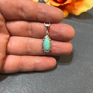 Cute Dainty Turquoise Pendant Necklace/Small Turquoise Pendant/Sterling Pendant/Tiny Turquoise Pendant/Green Turquoise Pendant Necklace