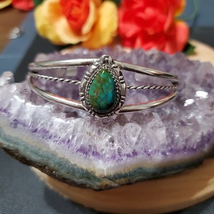Blue Turquoise Cuff/Turquoise Bracelet/Statement Cuff/Sterling Silver/#8 Blue Turquoise Bracelet /Made In USA