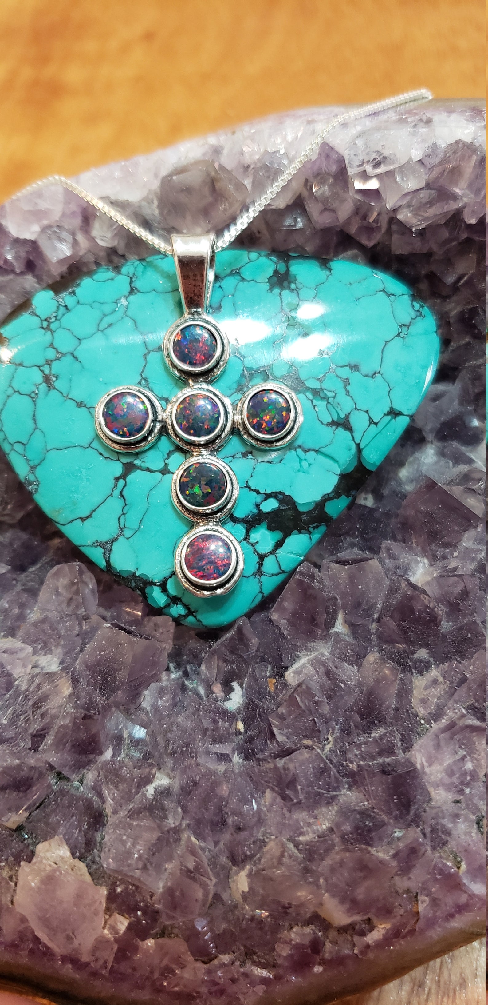 Black Fire Opal Cross/cross Pendant/sterling Silver/black - Etsy