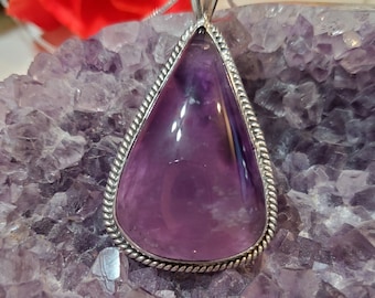 Amethyst Pendant Necklace/Large  Amethyst Pendant/ Amethyst Pendant/Statement Amethyst Pendant/ Teardrop Amethyst Necklace/Gift For Her