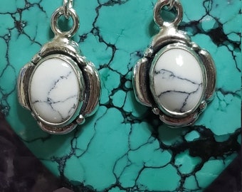 White Buffalo Earring/Sterling Silver/ Dangling /White Turquoise Earring