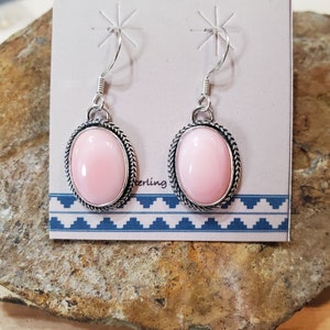 Queen Conch Shell Earring / Long Oval Pink Earring /Sterling/Pink Conch Earring/Pink Shell Earring/Gift For Her/Made In USA