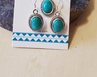Dainty Turquoise Jewelry Sets/Sterling Silver Turquoise Earring Necklace/Genuine Turquoise Sets/Small Turquoise Sets/Gift For Her