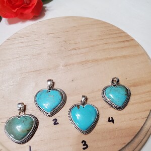 Turquoise Heart Pendant/Blue Turquoise Heart Pendant Necklace/Sterling Silver Heart/Large Turquoise Heart Pendant/Valentines Gift/H2
