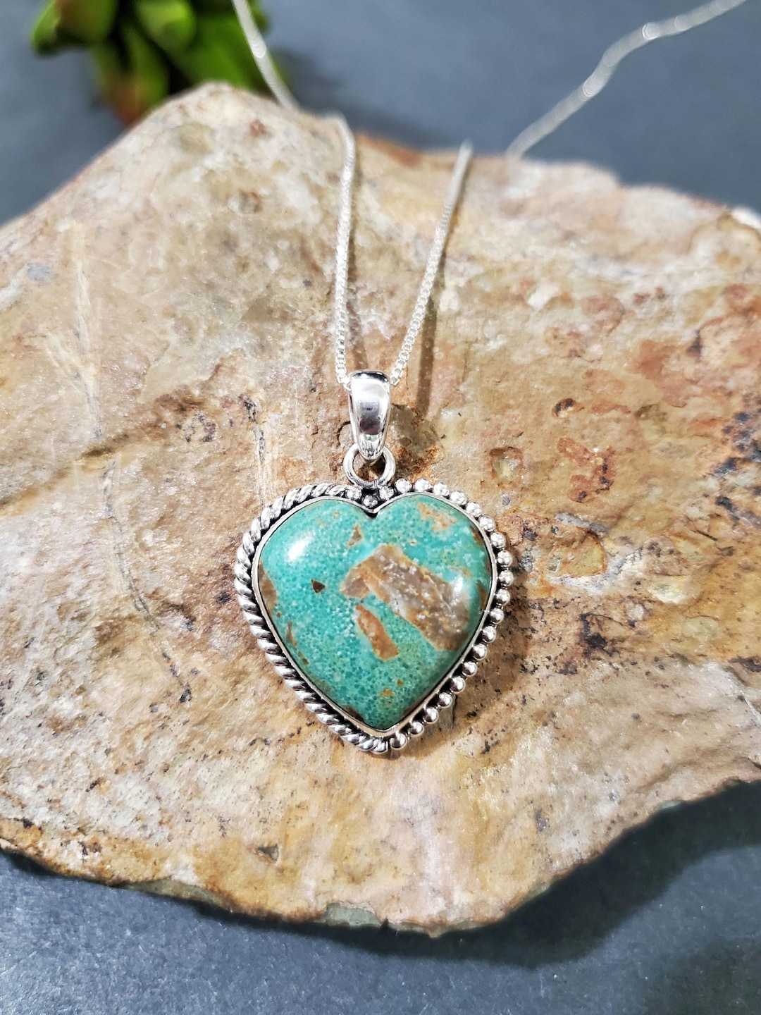 Green Turquoise Heart Pendant main image 1