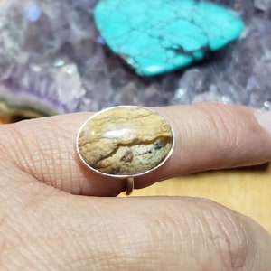 Picture Jasper Ring/Statement Ring/Sterling Silver/Handmade Jewelry/Gift For Her/Picture Agate Ring /Made In USA