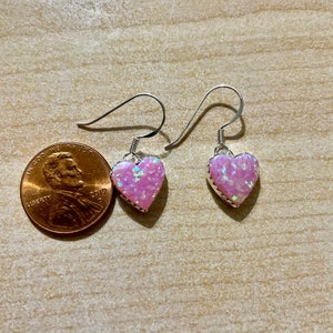 Pink Fire Opal Heart Earring/Pink Fire Opal Earring/Sterling Silver/Simple Heart Earrings /Handmade/Everyday Jewelry/Made In USA