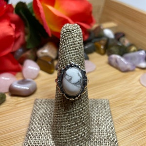 White Buffalo Turquoise Ring/Howlite Ring/Genuine 925/Statement Ring/Made In USA