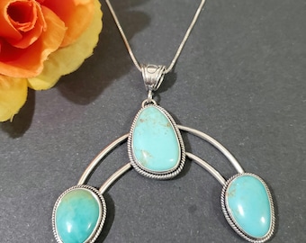 ステートメント ペンダント」ハンドメイド & ナンバー 8 ターコイズ