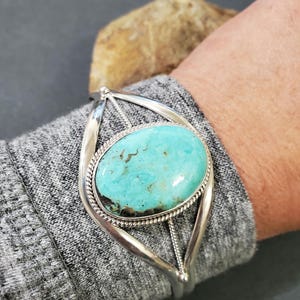 Blue Turquoise Cuff/Sterling Silver Cuff/Turquoise Cuff Bracelet/Turquoise Bangle/Southwest Turquoise Bracelet/Turquoise Cuff/Gifts/C1