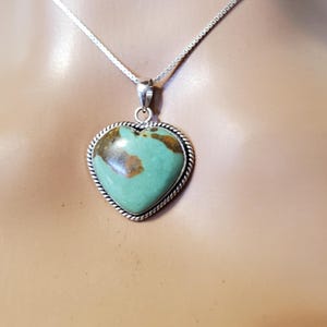 Heart Pendant/Turquoise Heart Pendant Necklace/Sterling Silver Heart/Turquoise Heart Pendant/Heart Turquoise Necklace/Heart/Gift/LL245
