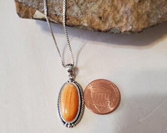Spiny Oyster Pendant/Sterling Silver Necklace /Yellow Spiny Oyster Pendant /Statement Spiny Oster Pendant/Orange Spiny Oster/Gift/LL144