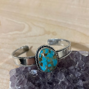 Turquoise Cuff Bracelet/Kingman Turquoise Bracelet Cuff/Turquoise Silver Cuff/Handmade Blue Turquoise Bracelet Cuff