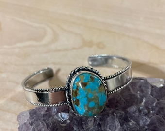 Turquoise Cuff Bracelet/Kingman Turquoise Bracelet Cuff/Turquoise Silver Cuff/Handmade Blue Turquoise Bracelet Cuff