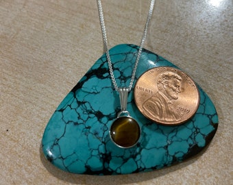 Dainty Tiger Eye Pendant Necklace/Small Tiger Eye Pendant/Tiny Brown Agate Pendant/Genuine Tiger Eye /Tiger Eye Stone Pendant