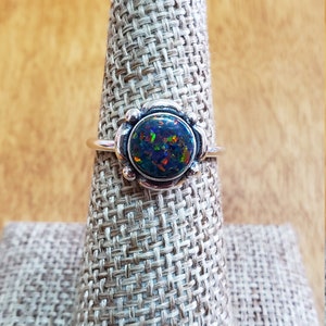 Black Fire Opal Silver Ring/Opal Ring/Black Fire Opal/Fire Opal Ring/Dainty Opal Ring /Made In USA
