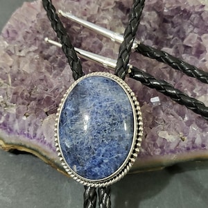 Blue Sodalite Bolo Tie/Blue Stone Bolo Tie/Sterling Silver Bolo Tie/Bolo Tie/Made In USA/B60b