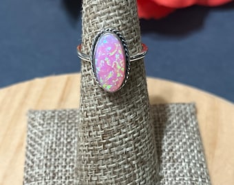 Pink Fire Opal Ring/Teardrop Opal Ring/Statement Ring/Sterling Silver/Handmade /Pink Teardrop/Gift For Her /Made In USA