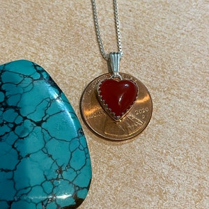 Carnelian Heart Pendant/Sterling Silver/ Heart Necklace/ Red Stone Heart Pendant/Red Heart Necklace/Red Carnelian Pendant/Made In USA image 3
