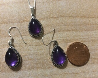 Teardrop Amethyst Jewelry Sets / Genuine 925/Amethyst Earring/ Amethyst Jewelry Sets/Amethyst Pendant /Bridesmaid Gift