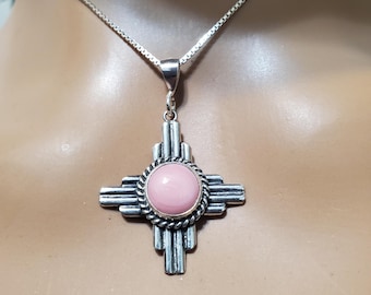 Zia Pendant Necklace/Small Conch Shell Pendant/Sterling Pendant/Dainty Pink Pendant/Zia Conch Shell Pendant Necklace/Zia Pendant/LL13
