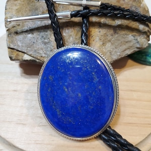 Large Lapis Lazuli Bolo Tie/Blue Lapis Bolo/Sterling Lapis Bolo Tie/Genuine Lapis Lazuli Bolo Tie/Gift For Dad/Blue Stone Bolo/B23