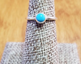 Blue Turquoise Ring/Sterling Silver/Small Simple Ring/Minimalist Ring/Made In USA