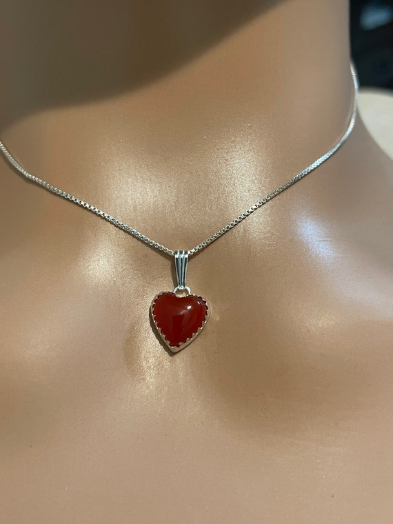 Carnelian Pendant/sterling Silver/ Heart Necklace/ - Etsy