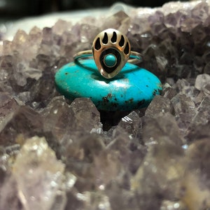 Bague patte d'ours turquoise/argent sterling/anneau uni/turquoise/Grande Petites tailles disponibles / bague