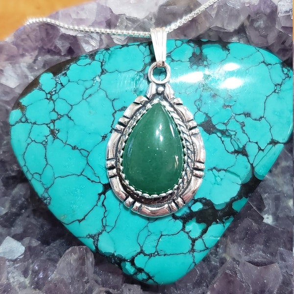 Green Stone Pendant Etsy