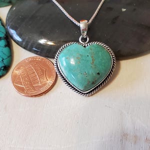 Heart Pendant/Turquoise Heart Pendant Necklace/Sterling Silver Heart/Turquoise Heart Pendant/Heart Turquoise Necklace/Heart/Gift/LL244