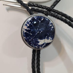 Blue Sodalite Bolo Tie/Blue Stone Bolo Tie/Sterling Silver Bolo Tie/Bolo Tie/Made In USA/B60