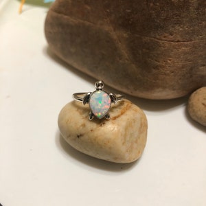 Mozume Sterling Silver Sea Turtle Ring - Blue Opal Shell Halo Ring, Animal Statement Jewelry