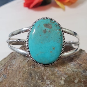 Blue Turquoise Cuff/Sterling Silver Cuff/Turquoise Cuff Bracelet/Turquoise Bangle/Southwest Turquoise Bracelet/Turquoise Cuff/TQ4
