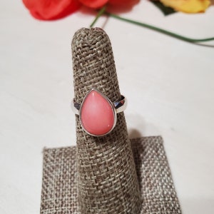 Coral Ring/Sterling Silver/Pink Coral Ring/Teardrop Coral Ring/Gift For Her/Made In USA