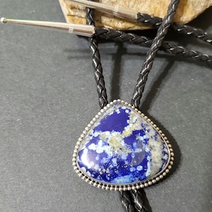 Natural Lapis Lazuli Bolo Tie/Blue Lapis Bolo/Sterling Lapis Bolo Tie/Genuine Lapis Lazuli Bolo Tie/Gift For Her/Blue Stone Bolo/B106