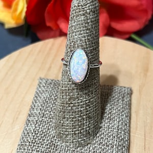 Long oval white fire opal ring/ Sterling silver/genuine 925/solid band/ custom sizes/large Small size/handmade/Opal Ring