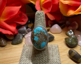 Blue Turquoise Ring/Blue Turquoise Ring/Sterling Silver Turquoise Ring/Custom Size Available/Statement Turquoise Ring/Turquoise Ring