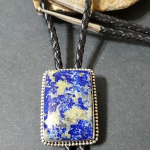 Lapis Lazuli Bolo Tie/Blue Lapis Bolo/Sterling Lapis Bolo Tie/Genuine Lapis Lazuli Bolo Tie/Gift For Dad/Blue Stone Bolo/B105