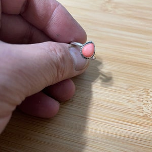 Dainty Coral Ring/Genuine Coral Ring/Sterling Silver Ring/Teardrop Coral Ring/Small Coral Ring/Bamboo Coral Ring /Small Teardrop Ring