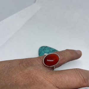 Large Red Carnelian Ring/Statement Ring/Handmade Jewelry/Sterling Silver/Natural Red Carnelian /Made In USA image 4