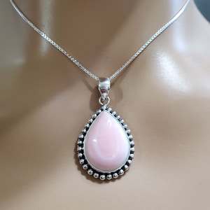 Pink Conch Shell Pendant Necklace/Conch Shell Pendant/925 Sterling Pendant/Teardrop Pink Conch Shell Pendant/Pink Shell Pendant/C02