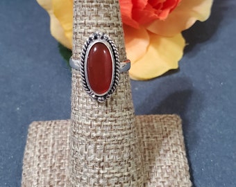 Carnelian Ring/Red Carnelian Ring/Sterling Silver/Boho Carnelian Ring /Carnelian Crystal Ring/Carnelian Silver Ring /Silver Ring