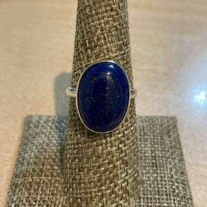 Blue Lapis Lazuli Ring/Large Lapis Ring/Natural Blue Lapis Ring/Blue Stone Ring /Sterling Silver/Gift For Her/Made In USA