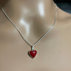 Red Coral Heart Pendant/Sterling Silver/Heart Pendant /Heart Necklace/Coral/Coral Pendant/Heart Coral/ Heart /Made In USA