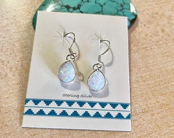 Teardrop Opal/White Fire Opal Earring /Sterling Silver/ Dangle Earring/Handmade Jewelry/Dainty/Made In USA