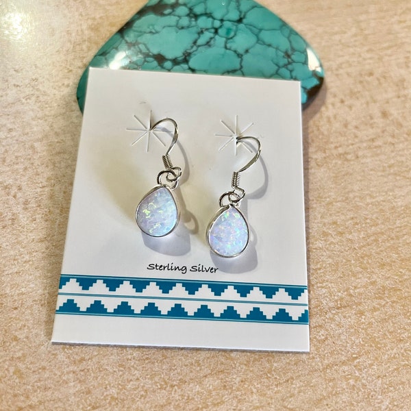 Teardrop Opal/White Fire Opal Earring /Sterling Silver/ Dangle Earring/Handmade Jewelry/Dainty/Made In USA