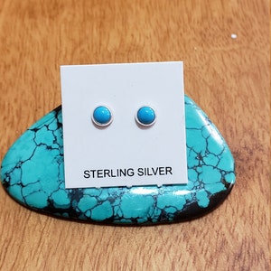 Clous d&#39;oreilles turquoise 4 mm/Bijoux faits main/Argent sterling/Made in USA