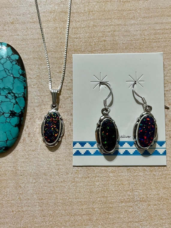 Black opal jewelry set deals